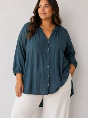 🔥Sonoma Button-Front Blouse in Deep Teal
